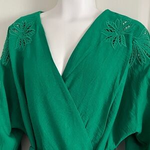 DKNY Green Midi Dress with Floral Cutouts